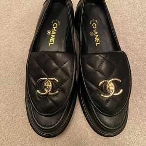 Chanel leather quilted loafers